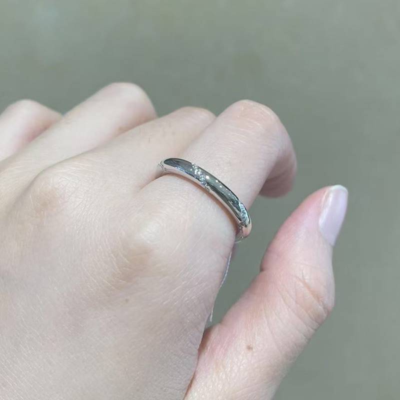 简约排戒S925银镀白金Women's Ring定制选款副石Moissanite0.34ct